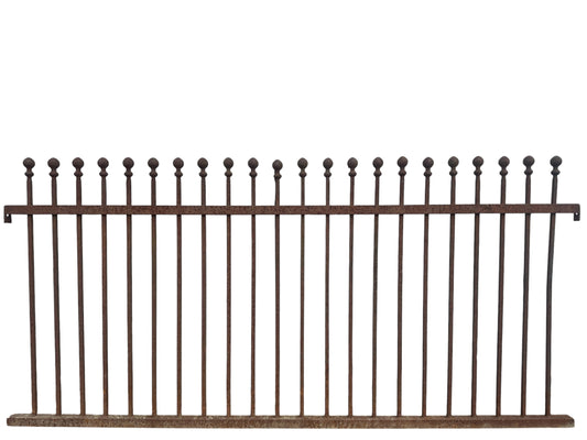 12 Ft of Antique Wrought Iron Fencing w/ Ball Point Finials GA21028