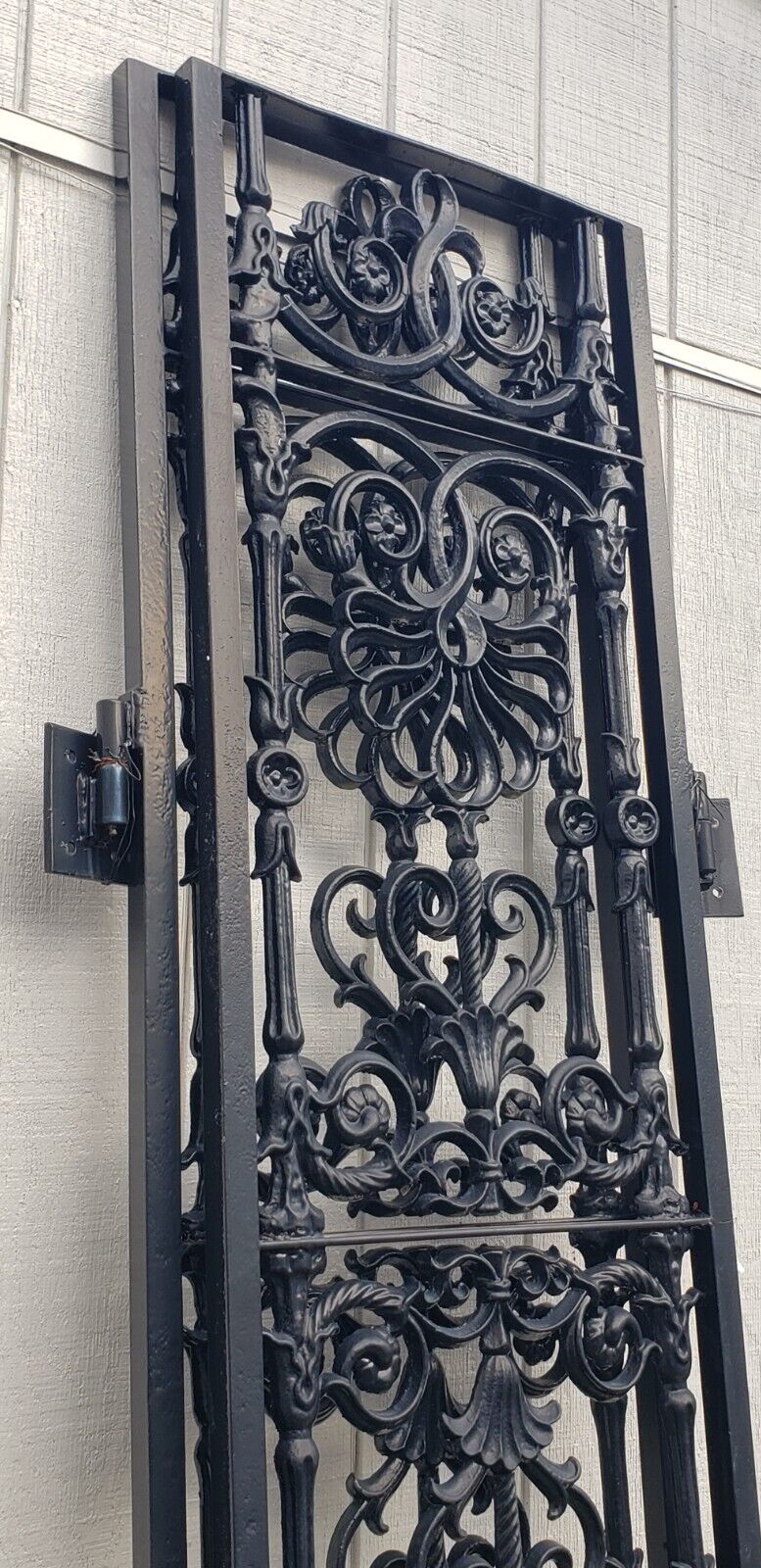 Pair of Satin Black Solid Cast Iron Gate Panels 43" Wide by 103" Tall GA9545