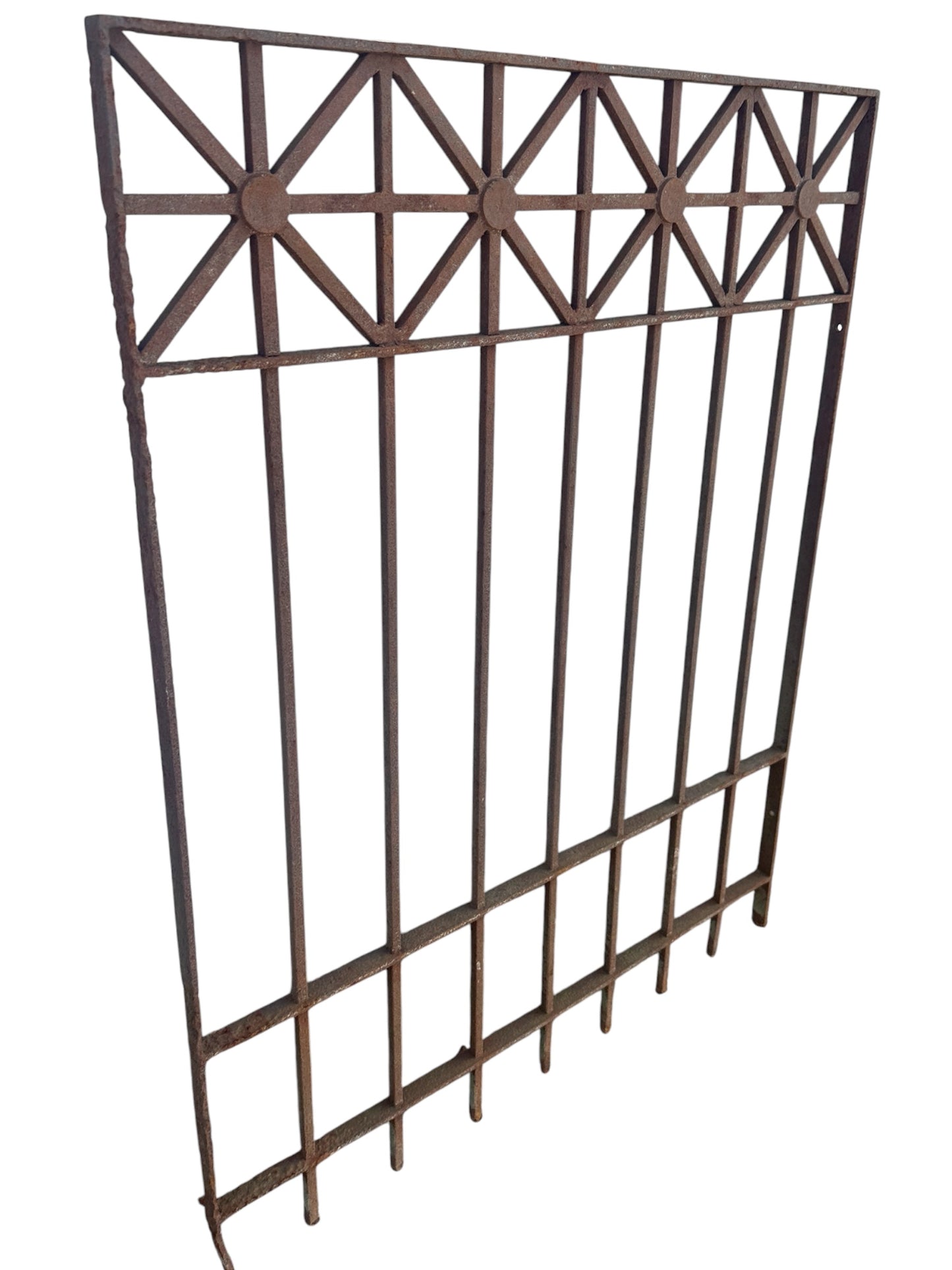 Antique Wrought Iron Geometric Garden Gate - 29" W x 36" T - GA20980
