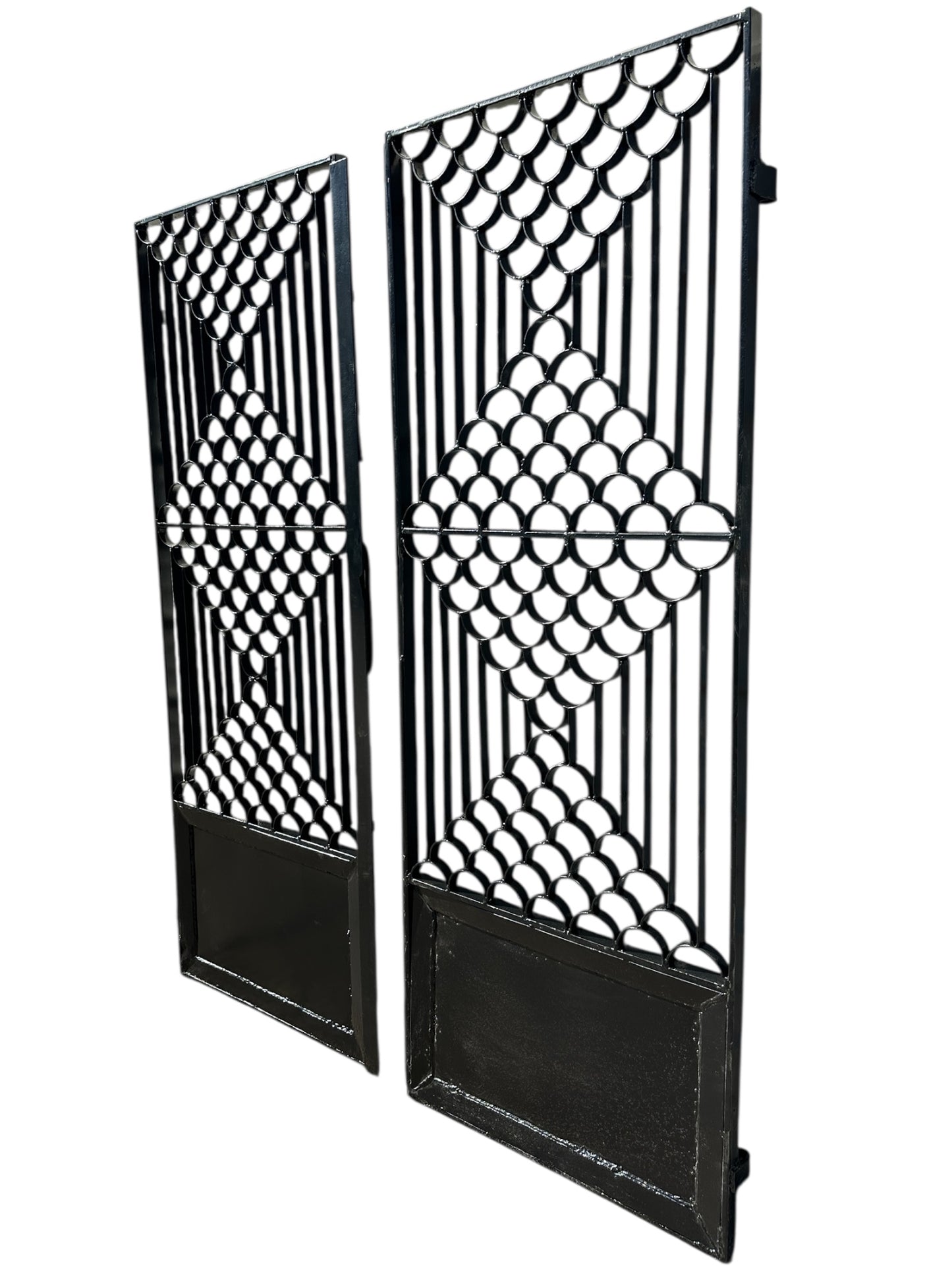 Restored & Powder-Coated Antique Art Deco Wrought Iron Gate Pair / Doors GA20818