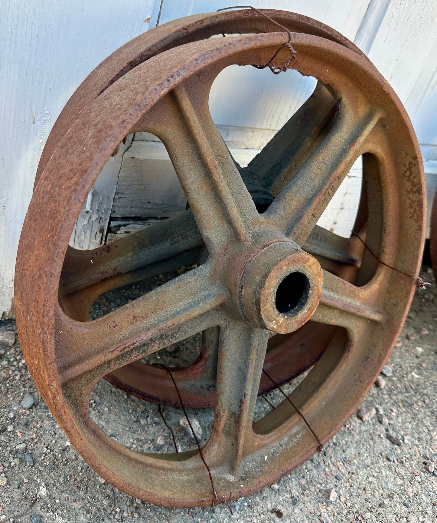 Pair of Industrial Cast Iron Cart Wheels GA20935