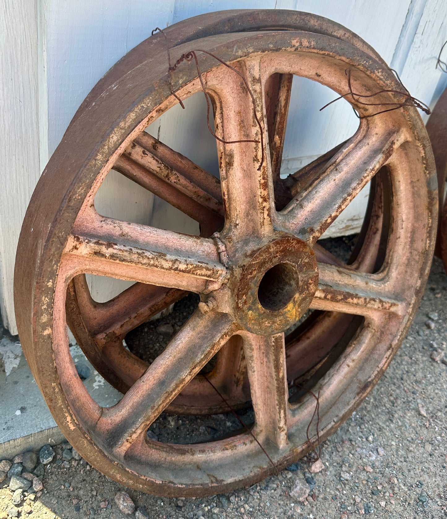 Pair of Industrial Cast Iron Cart Wheels GA20922