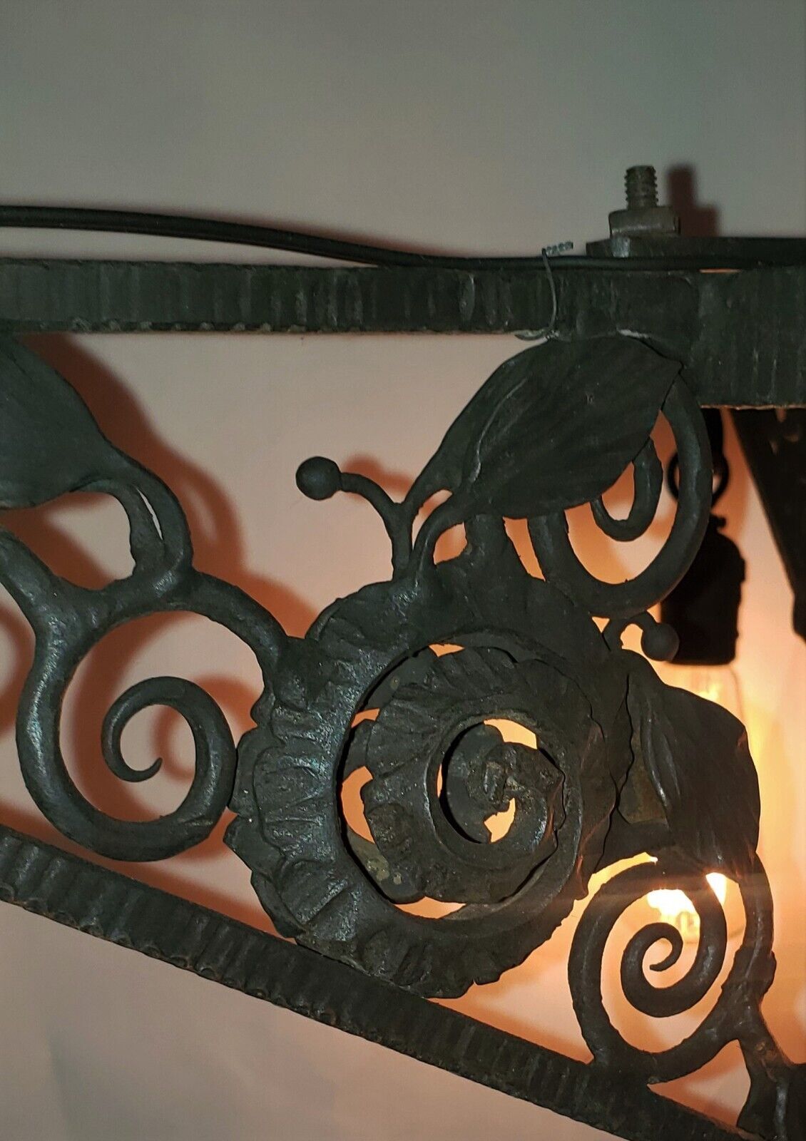 Ornate Black Wrought Iron 4 Light Chandelier 38 1/2" x 26 1/2" #GA9183