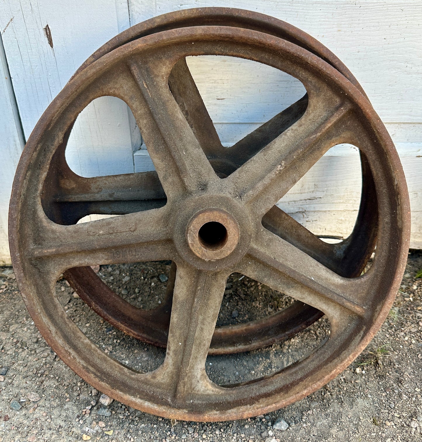 Pair of Industrial Cast Iron Cart Wheels GA20937