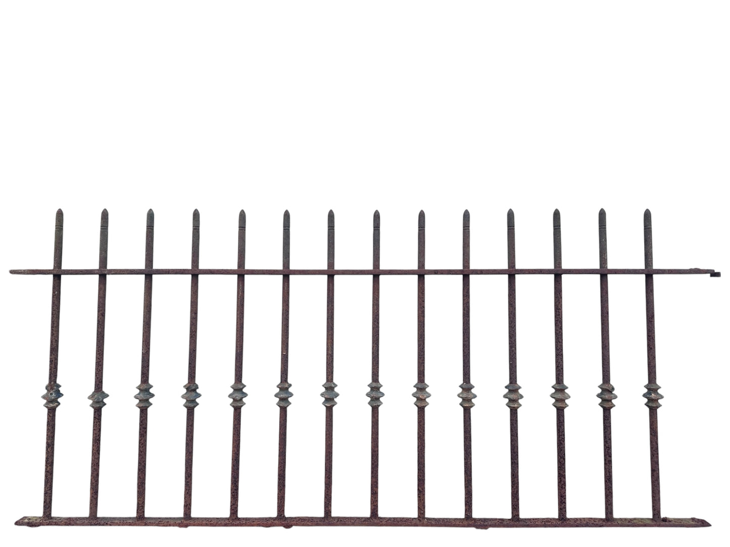 31' Ft of Antique Iron Picket Fencing w/ Lead Ornamental Knuckles GA21057