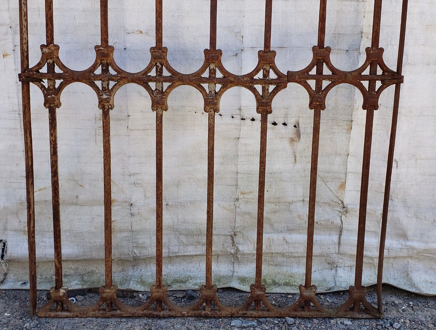 Very Old Ornate Wrought Iron Gate with Lead Accents 98" x 38" GA9404
