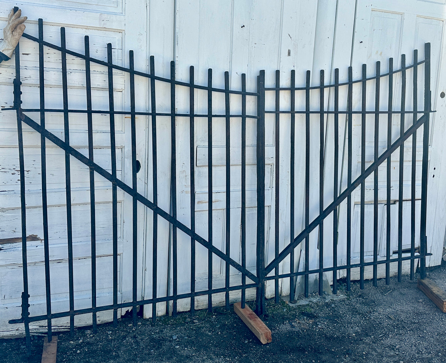 Cascading Arch Driveway Iron Gate Pair - 111" W x 66.5" T - GA20908