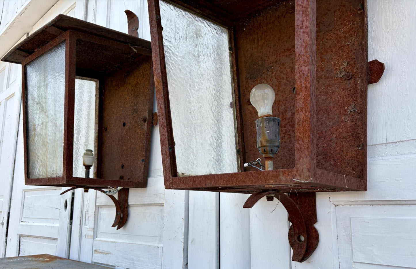 Pair of Antique Iron Hanging Lantern Frames GS6033