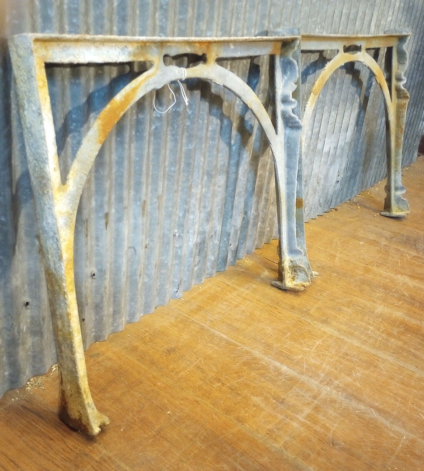 Pair of Art Deco Cast Iron Machine Legs 16" Tall x 18 1/2" Wide