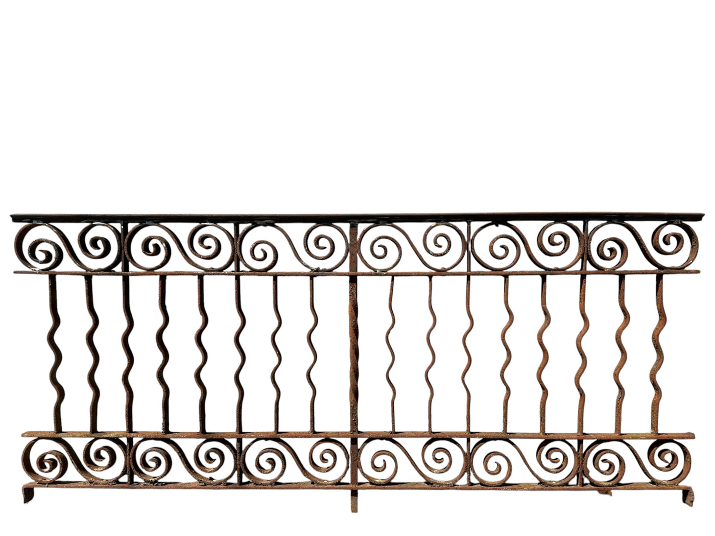 Antique Wrought Iron Fencing Panel - 68" Long x 31" Tall - GA21021