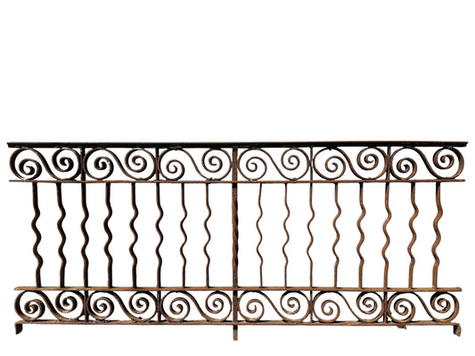 Antique Wrought Iron Fencing Panel - 68" Long x 31" Tall - GA21021