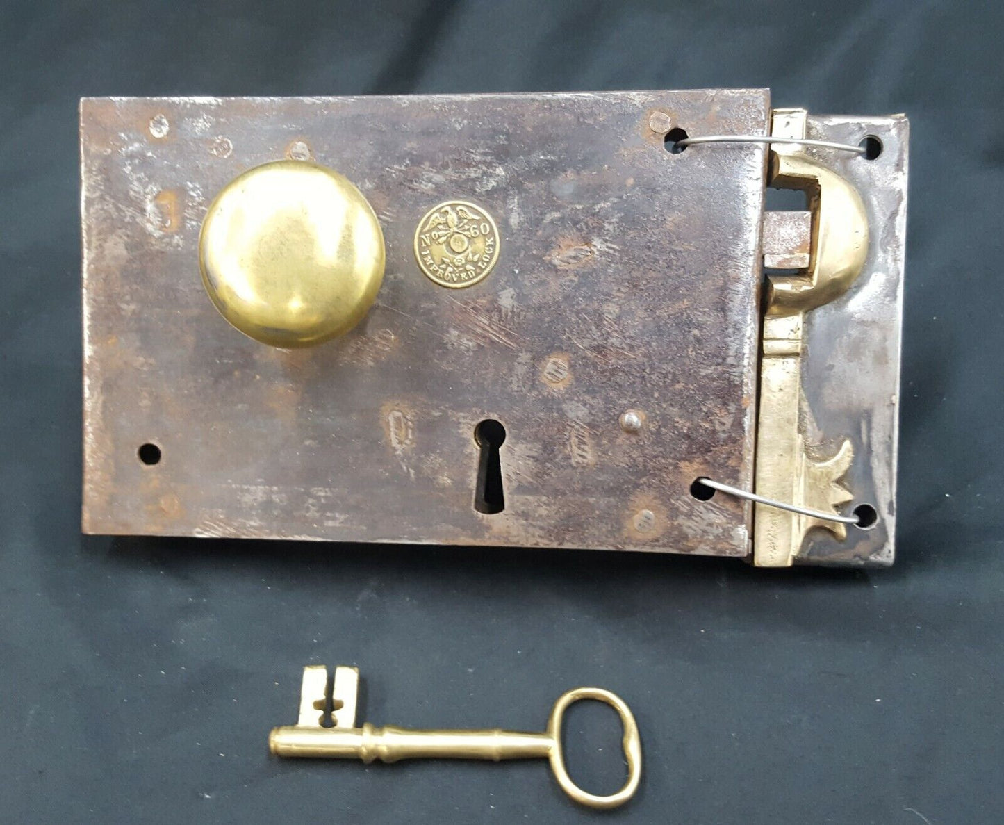 Restored 1800's Iron & Brass Complete Carpenter #60 Lock Set
