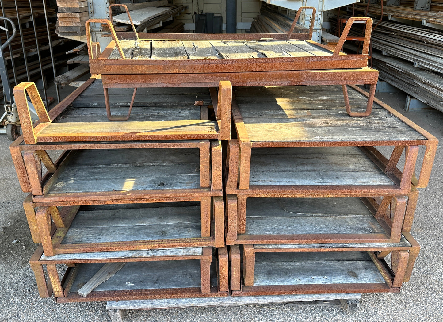Antique Industrial Cast Iron Pallet w/ Wood Slats - 12 Available GA20528