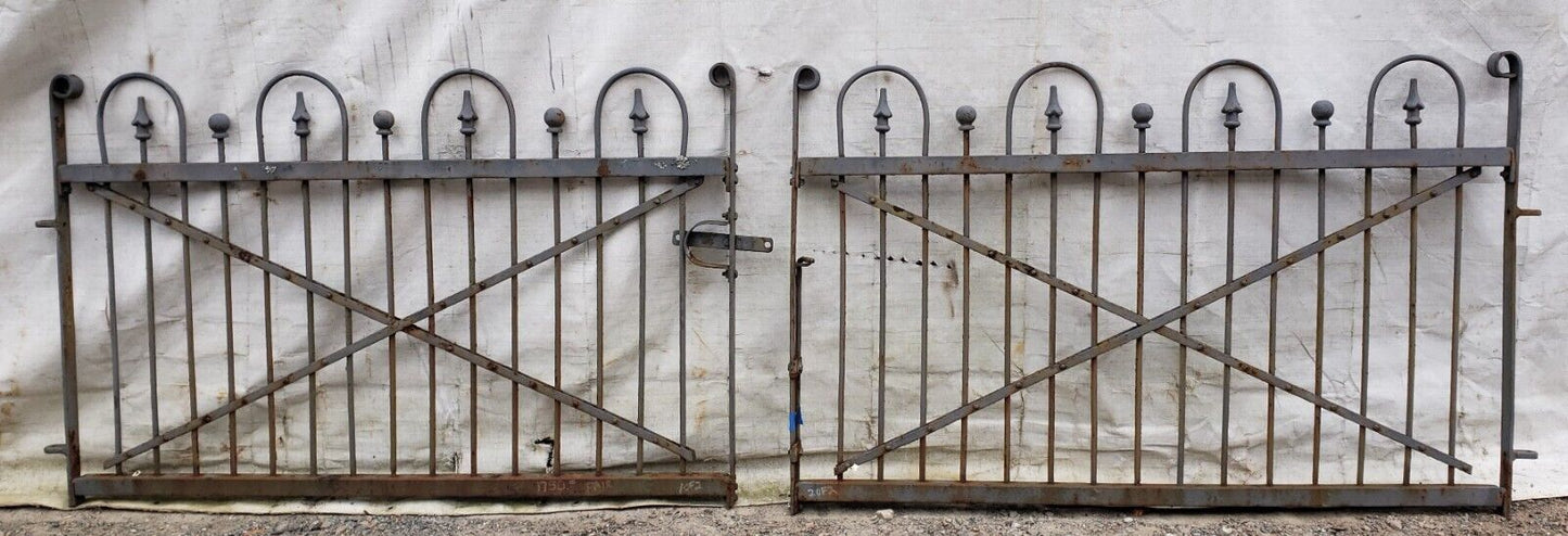 Pair of Hairpin Cross Hatch Wrought Iron Gates 115” x 37" (9’7” W x 37”H) GA9476