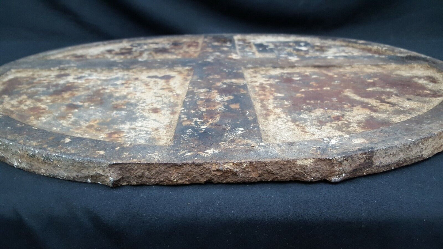 RARE 1800s 24" Round Heavy Cast Iron Railroad Crossing Sign