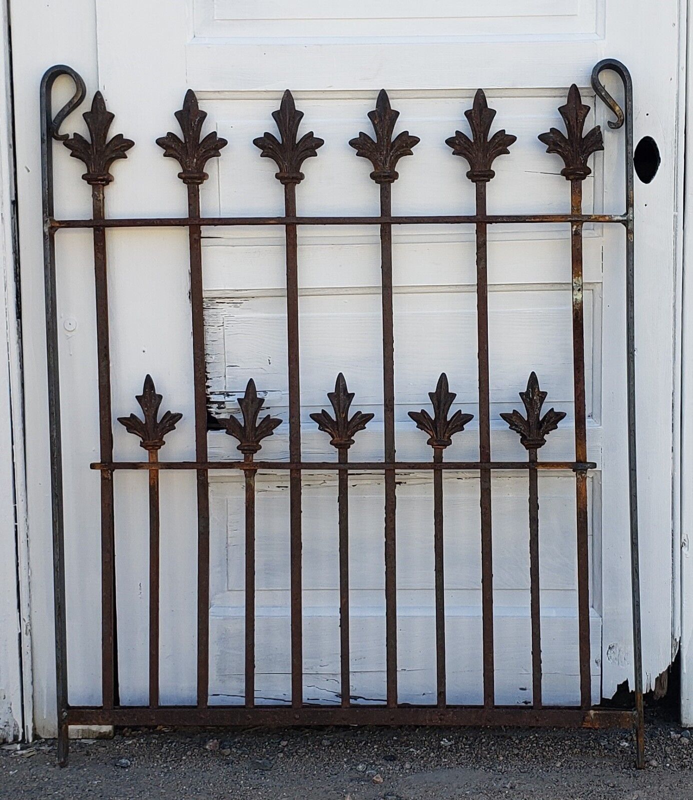 Ornate Wrought Iron Gate w/ Fleur de lis Finials 36 5/8" W x 43 3/4" T GS00108