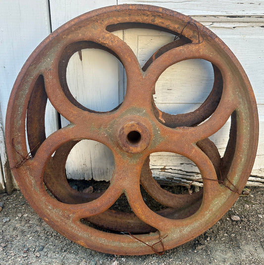 Pair of Industrial Cast Iron Cart Wheels GA20924