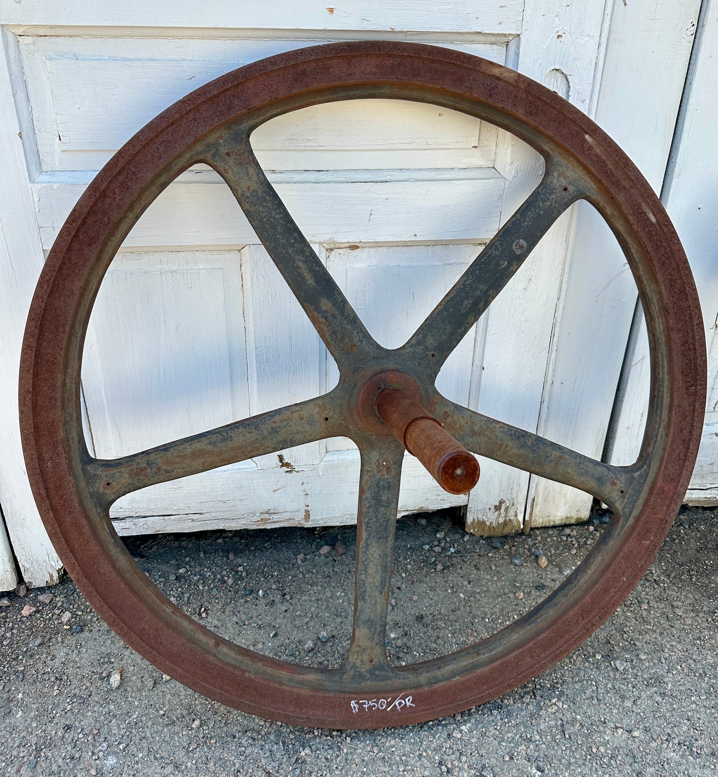 Pair of Industrial Cast Iron Pulley Wheels GA20930