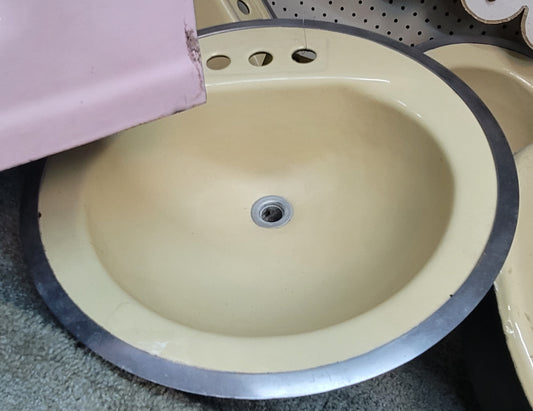 Vintage Gold Cast Iron Sink w/ Chrome Trim 19" x 18 3/4" GS00618