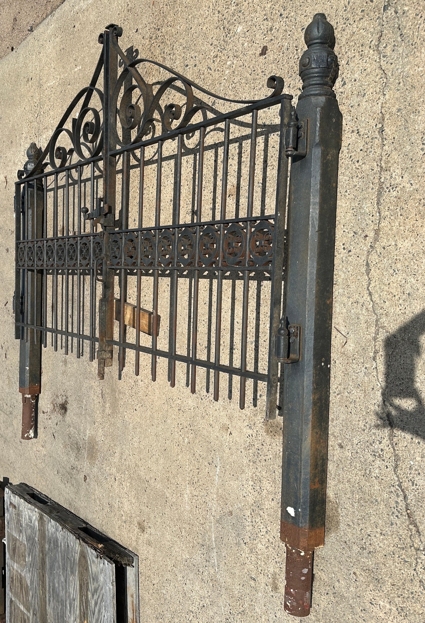 Antique Iron Entryway Gates w/ Ornate Cast Iron Posts GA20318