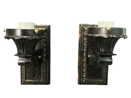 Restored Antique Cast Iron Wall Sconce Pair GA20684