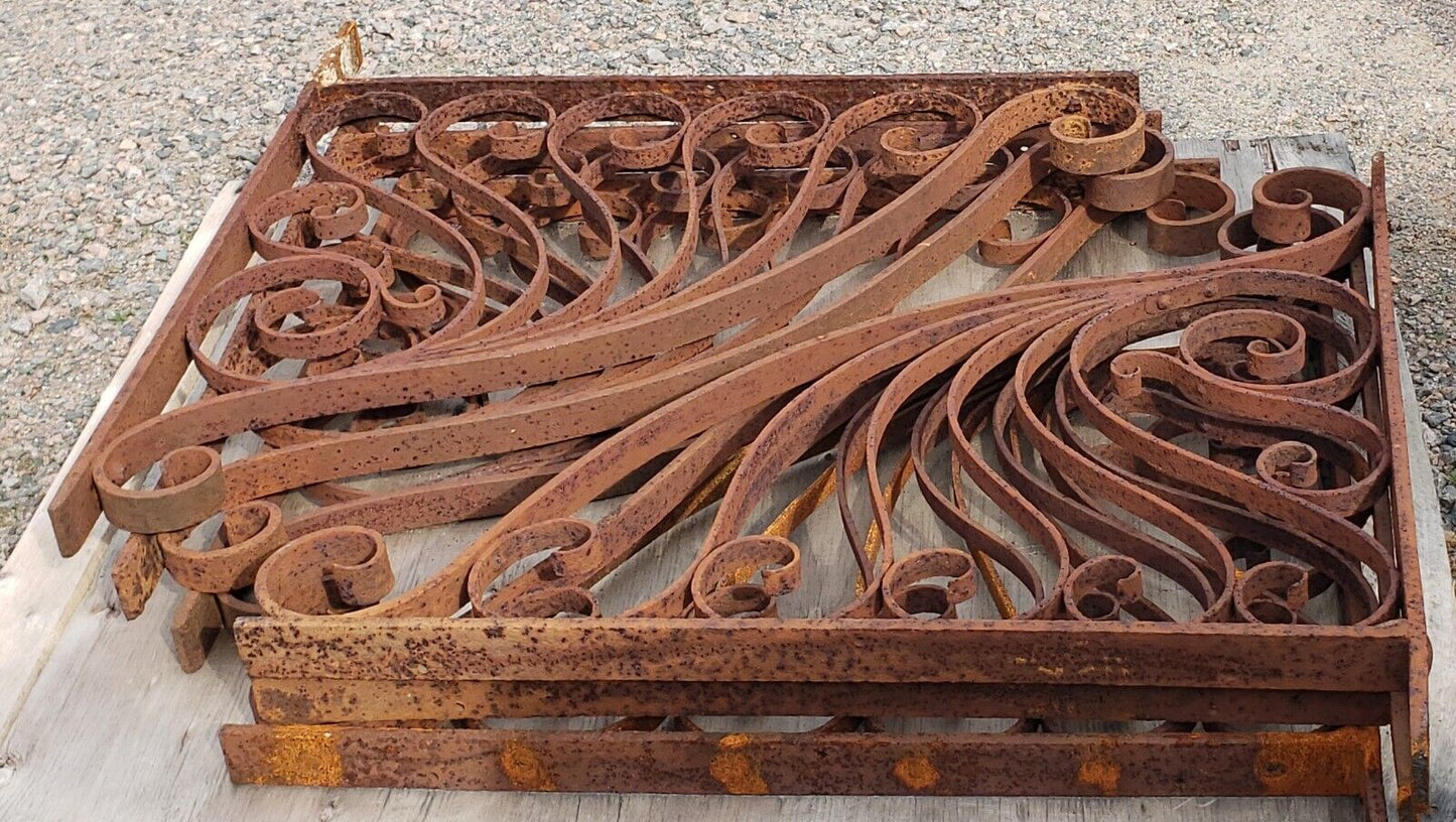 Pair of 35" x 35" Ornate Victorian Iron Corbel Pediment Brackets GS00373