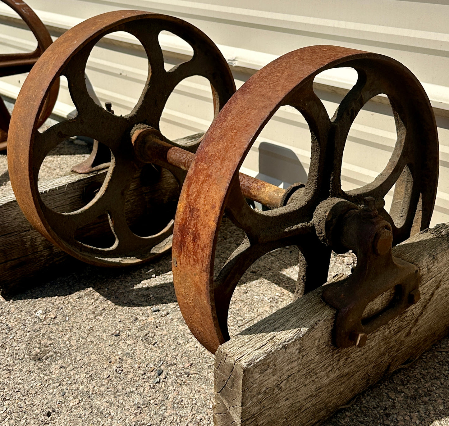 Pair of Industrial Cast Iron Cart Wheels GA20947