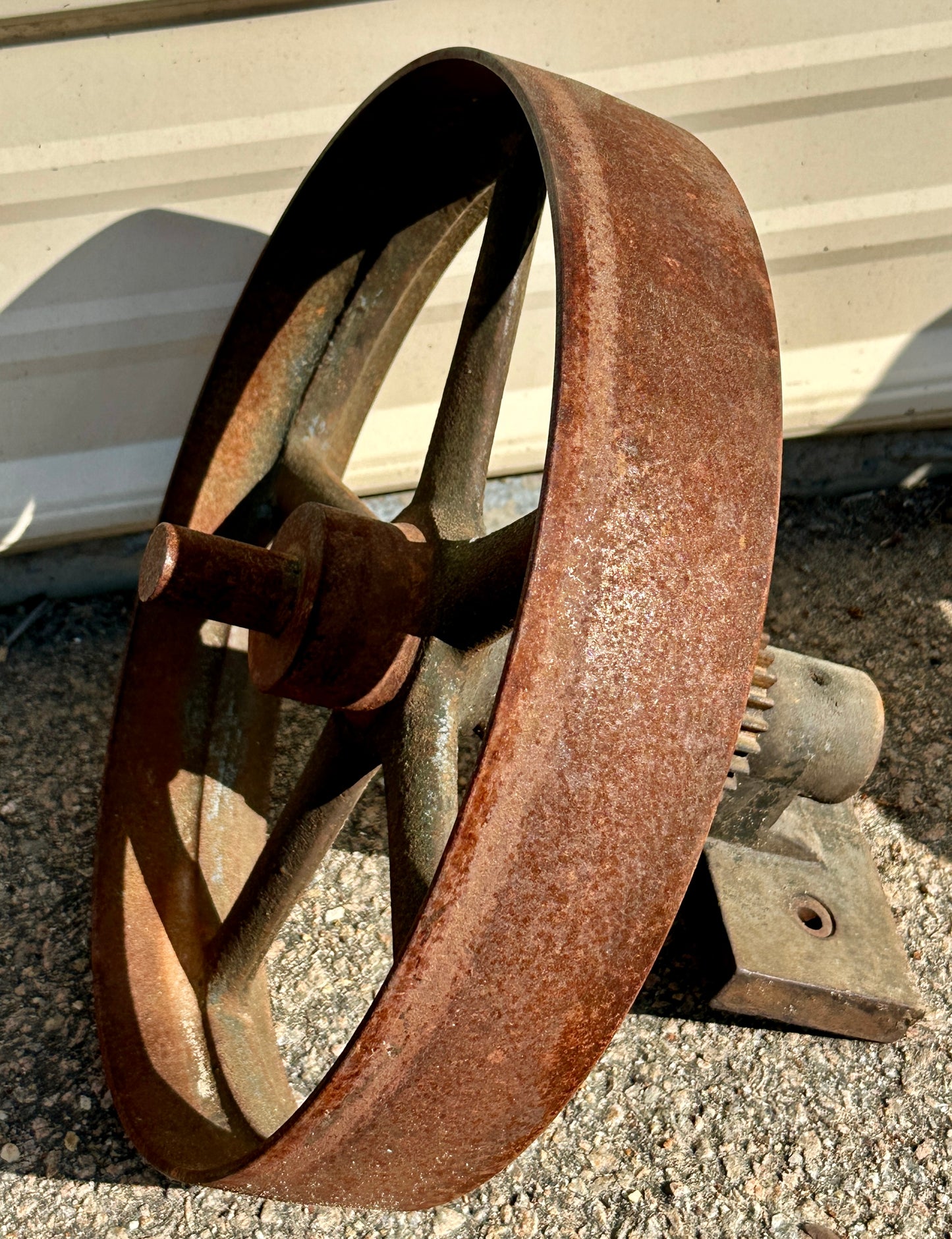 Antique Industrial Cast Iron Pulley Wheel Pair GA20912