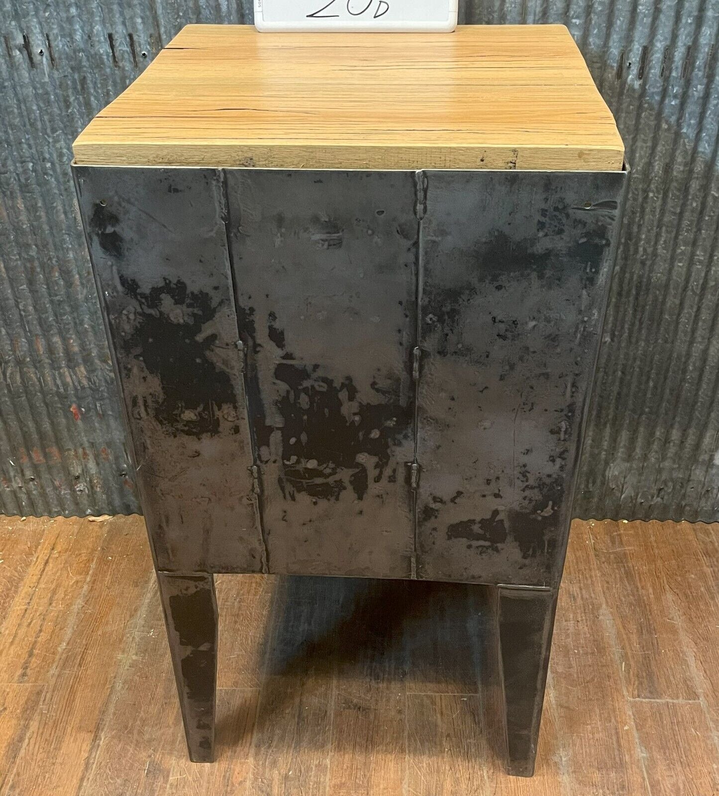 Restored Shop Made Steel Tool Cabinet with Butcher Block Top GA10161