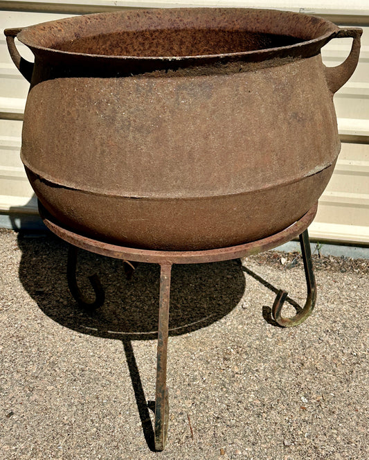 Antique Cast Iron Cauldron w/ Stand GA20891