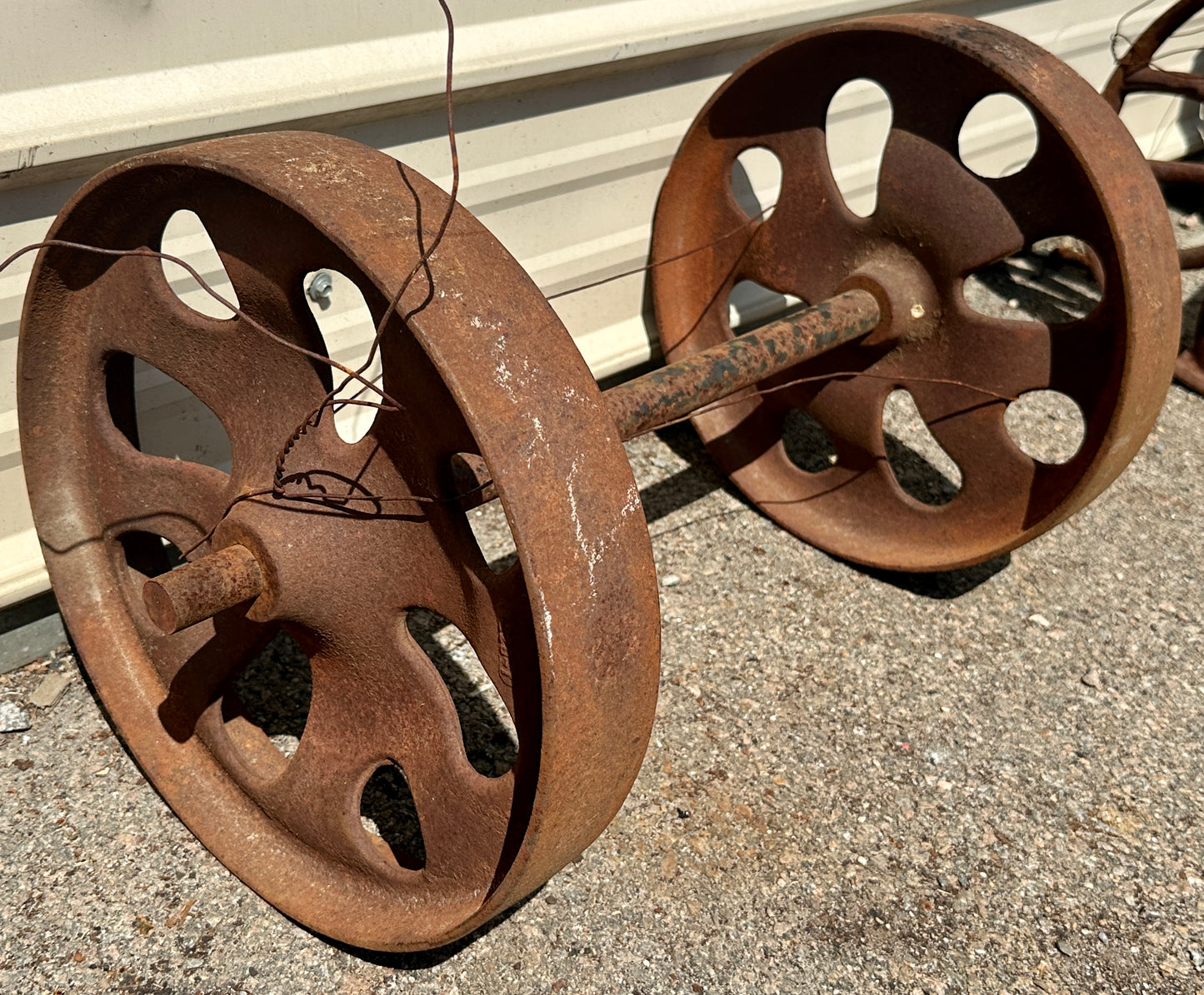 Pair of Industrial Cast Iron Cart Wheels GA20951