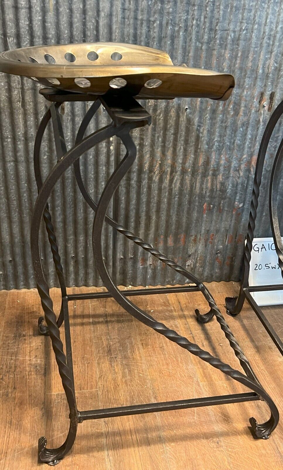 Repurposed Tractor Seat Bar Stool with Wrought Iron Frame GA10150