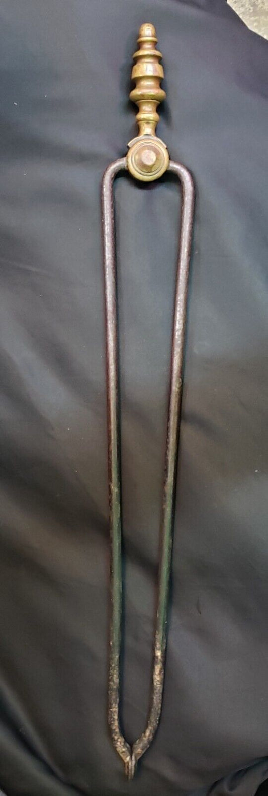 18th Century Wrought Iron & Cast Brass Fireplace Ember Tongs