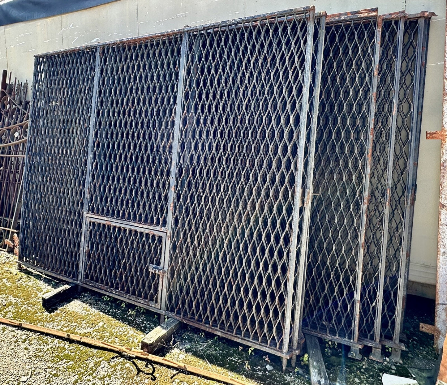 1920s Hand-Riveted Honeycomb Pattern Steel Gate Panels GA20211