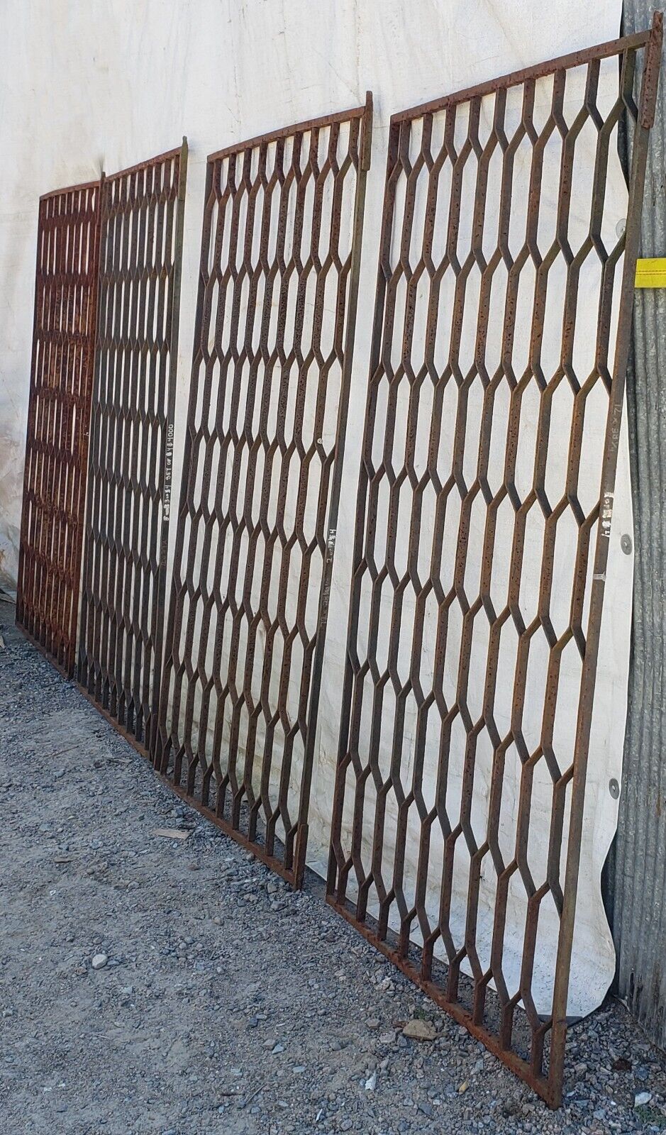 Set of 4 Wrought Iron Honeycomb Design Gate Panels Wide GA9438