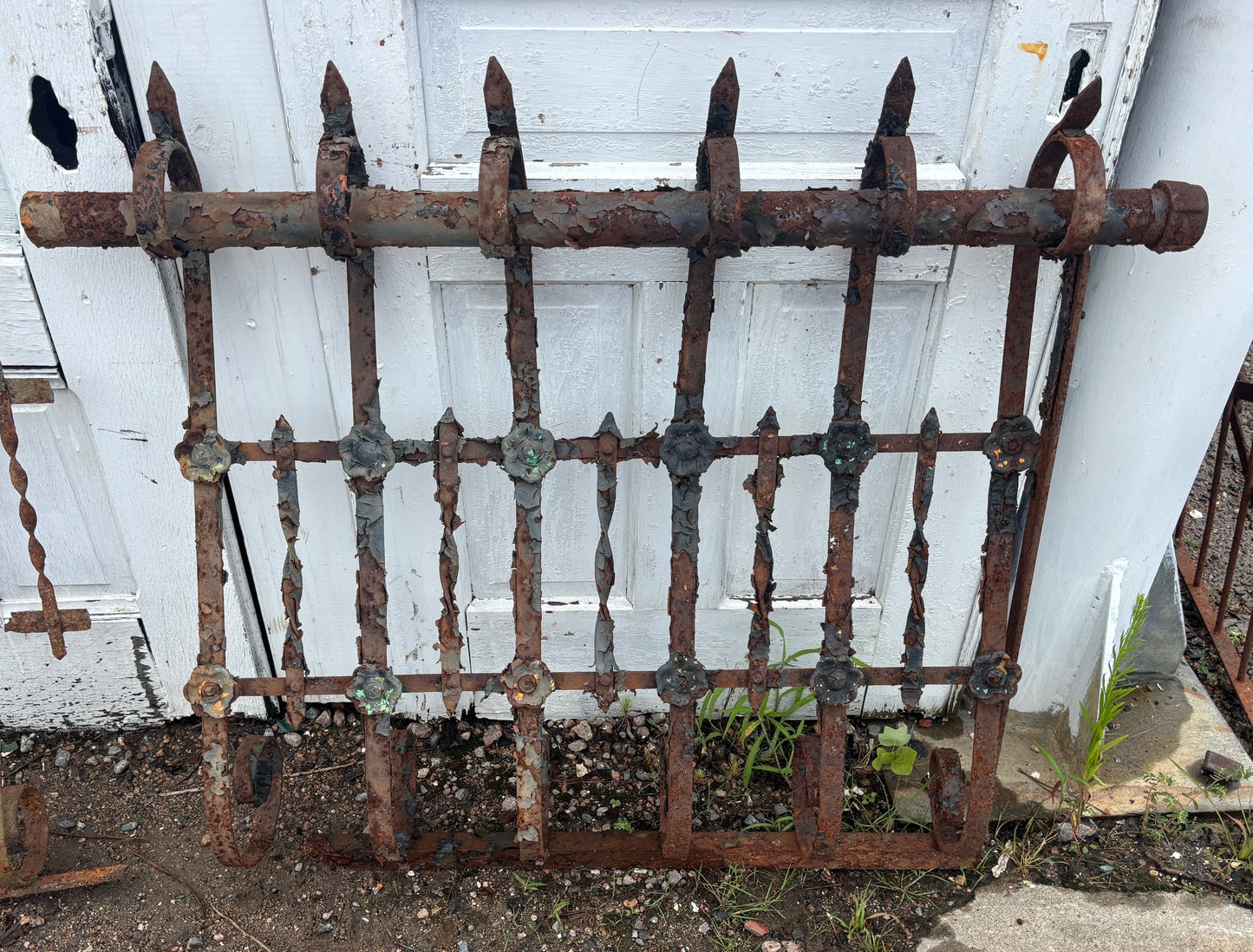 76 Feet of Iron Fence Panels with Cast Iron Rosettes GA21365