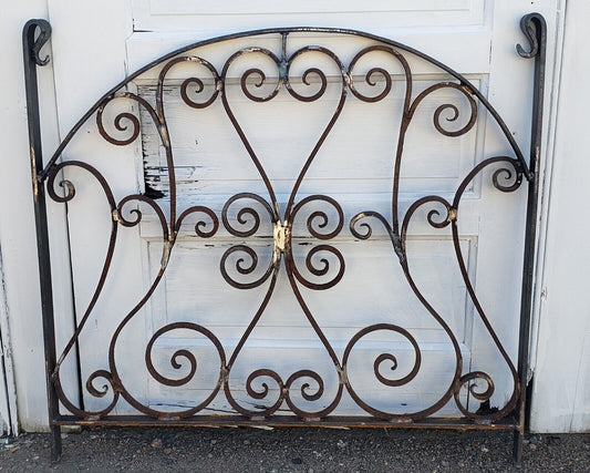 Ornate Art Nouveau Arched Top Wrought Iron Gate 36 3/4" W x 34" T GS00104