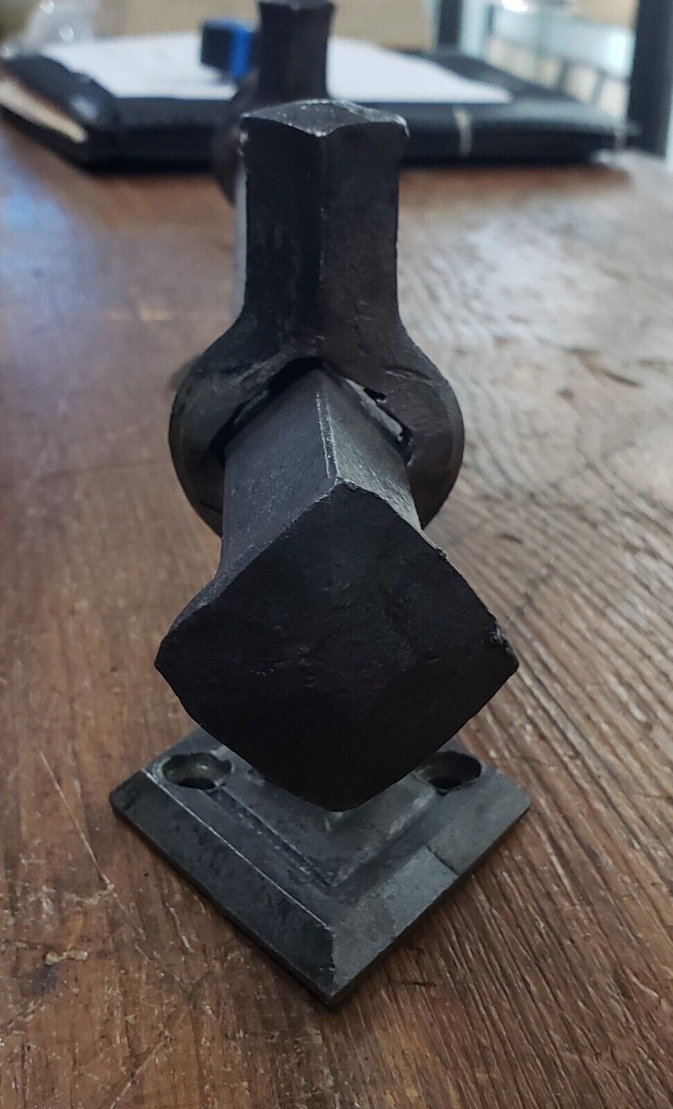 Pair of Hand Forged Steel Door Pulls with Diamond Shaped Back Plates GA9853