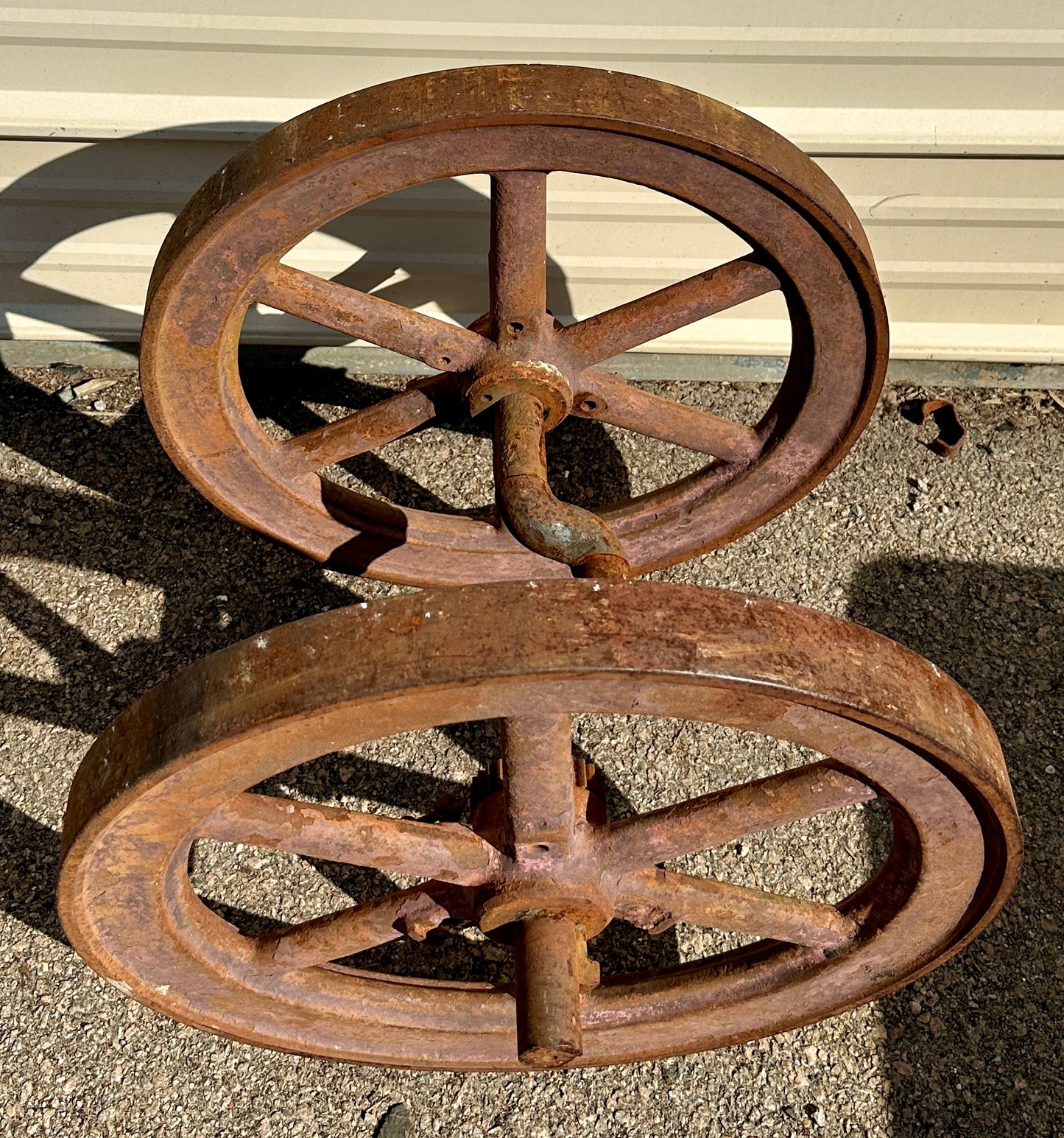 Pair of Industrial Salvage Hit & Miss Machine Wheels GA20916