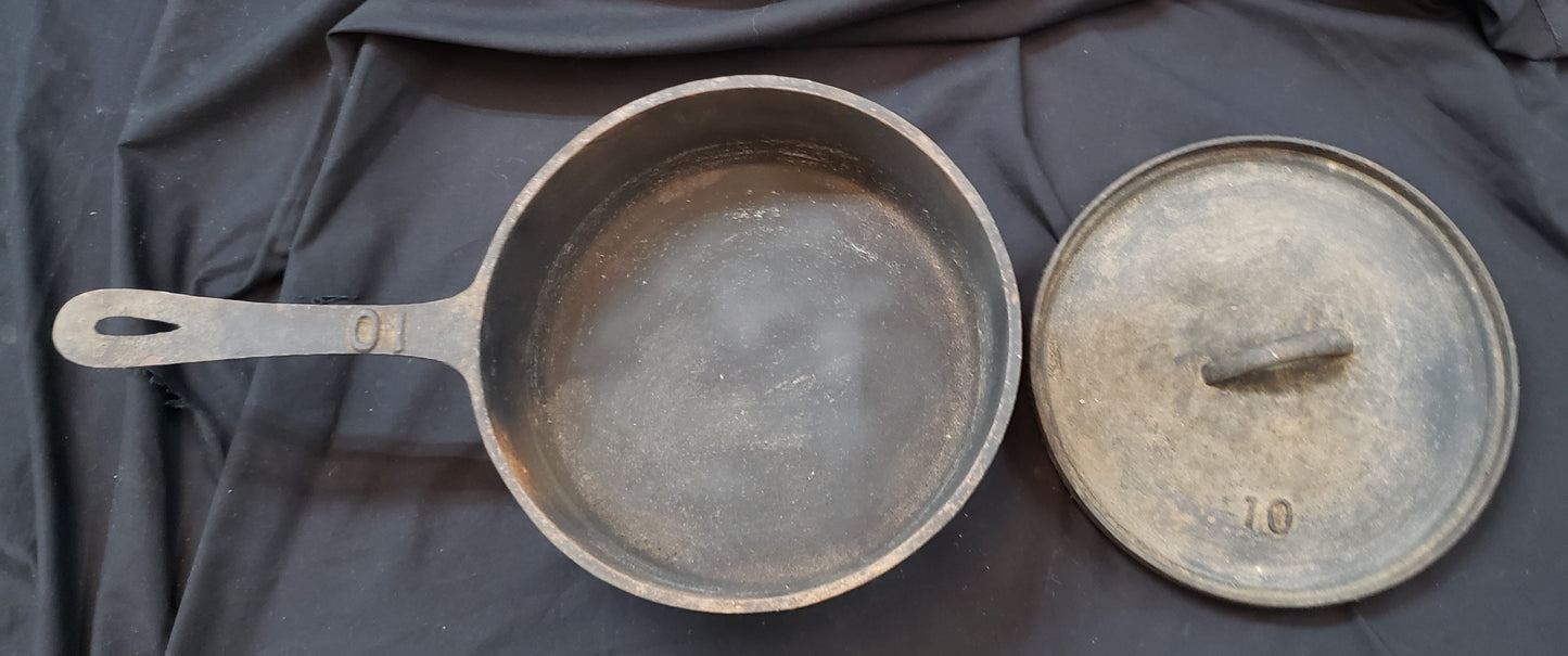1800's Martin Cast Iron Spider Skillet #10 with Lid GS01078
