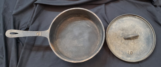 1800's Martin Cast Iron Spider Skillet #10 with Lid GS01078