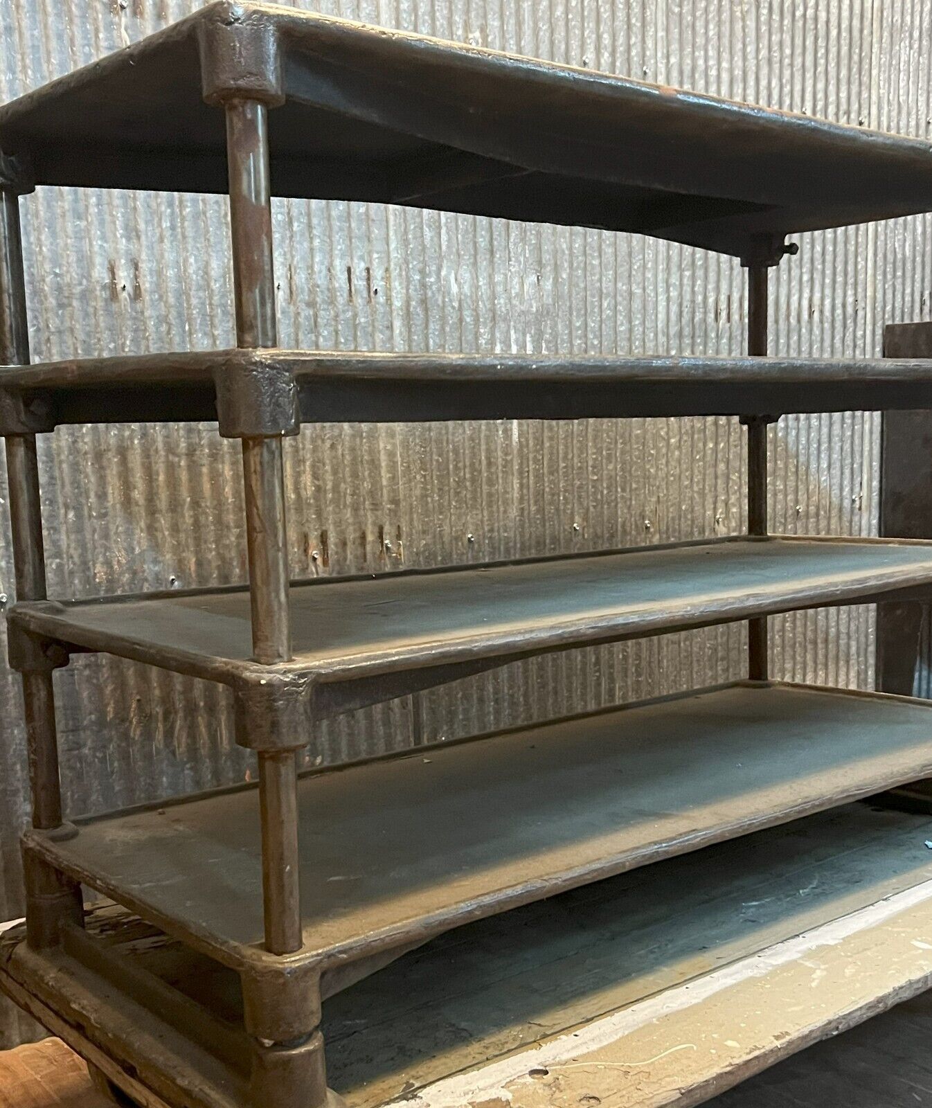 Industrial Salvage Cast Iron Airplane Parts Factory Shelving Unit GA10158