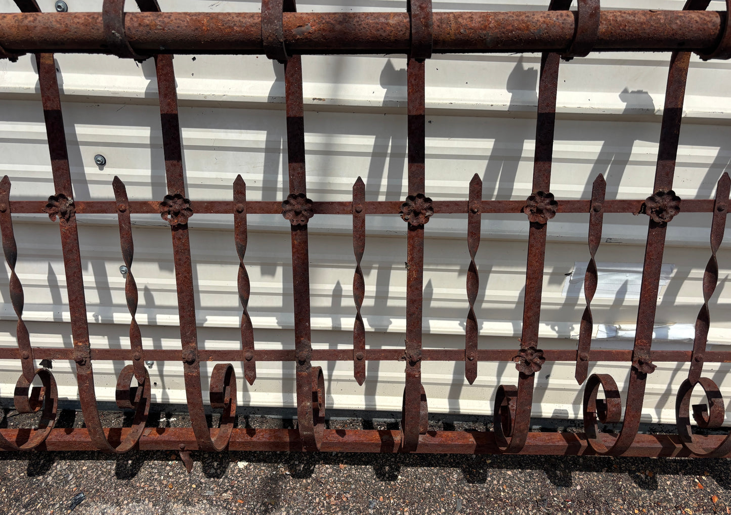 32 Feet of Iron Fence Panels with Pressed Tin Rosettes GA21366