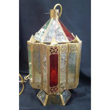 Multi-colored Textured Glass Lantern Chandelier with Chain & Ceiling Mount GA21074