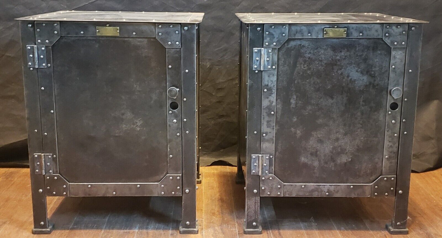 Late 1800's Pair of Shop Made Riveted Machinist Cabinets