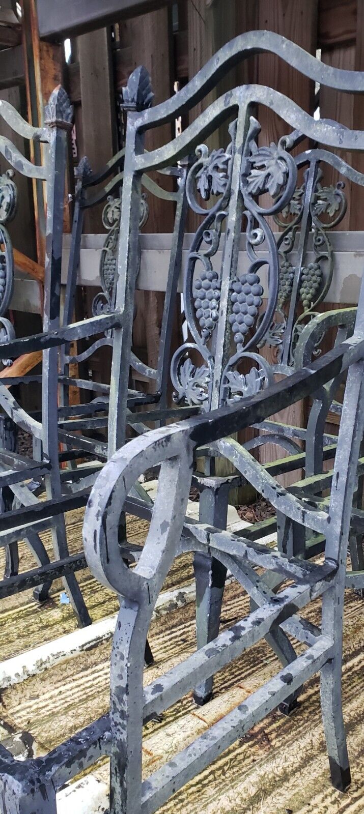 Set of 6 Ornate Filigree High Back Wrought Iron Chairs with Cabriole Legs GA9792