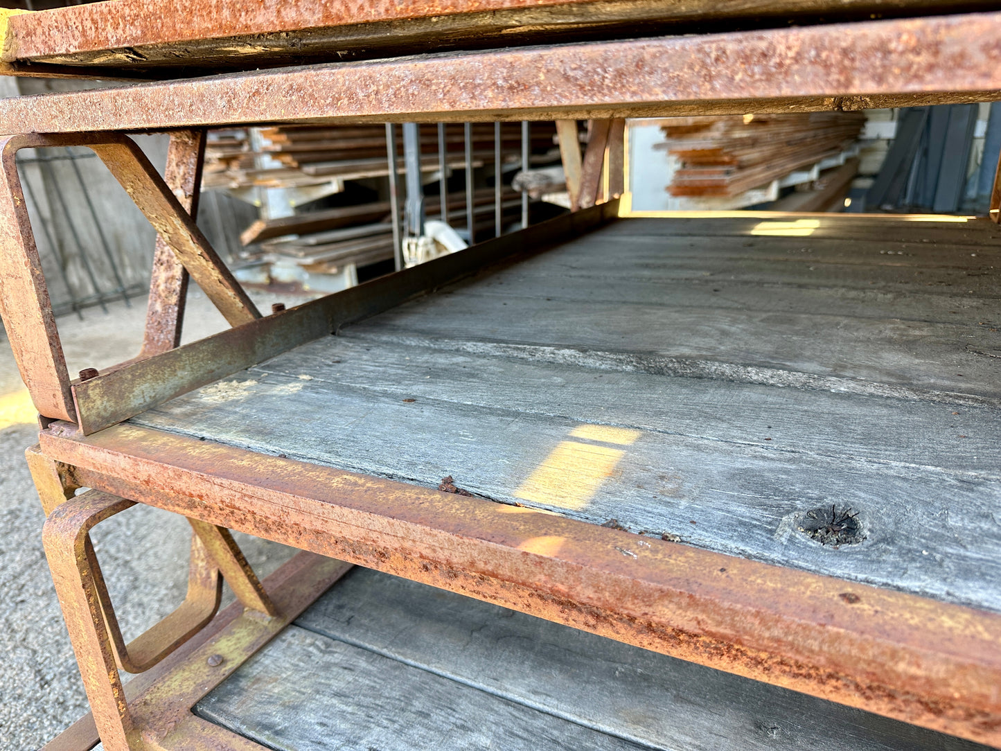 Antique Industrial Cast Iron Pallet w/ Wood Slats - 12 Available GA20528