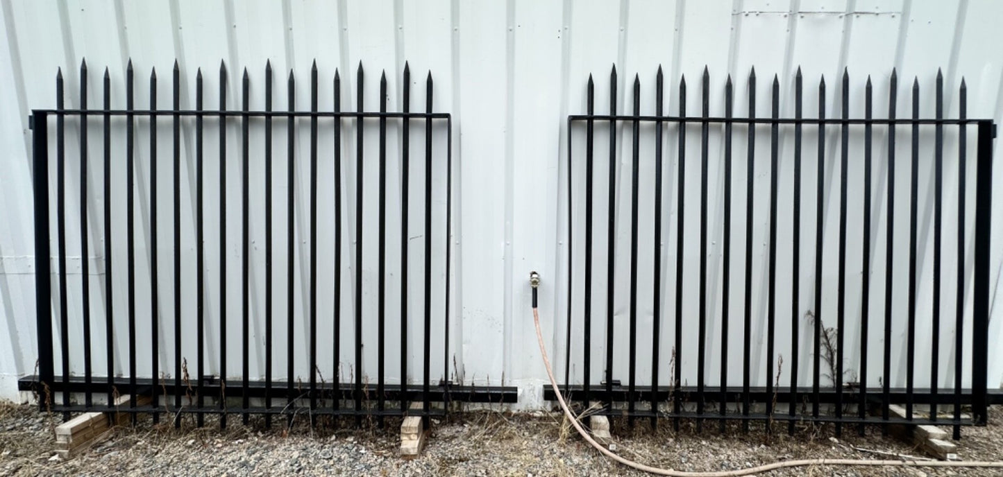 Painted Iron Driveway Gate Pair w/ Spear Top Finials GA20155