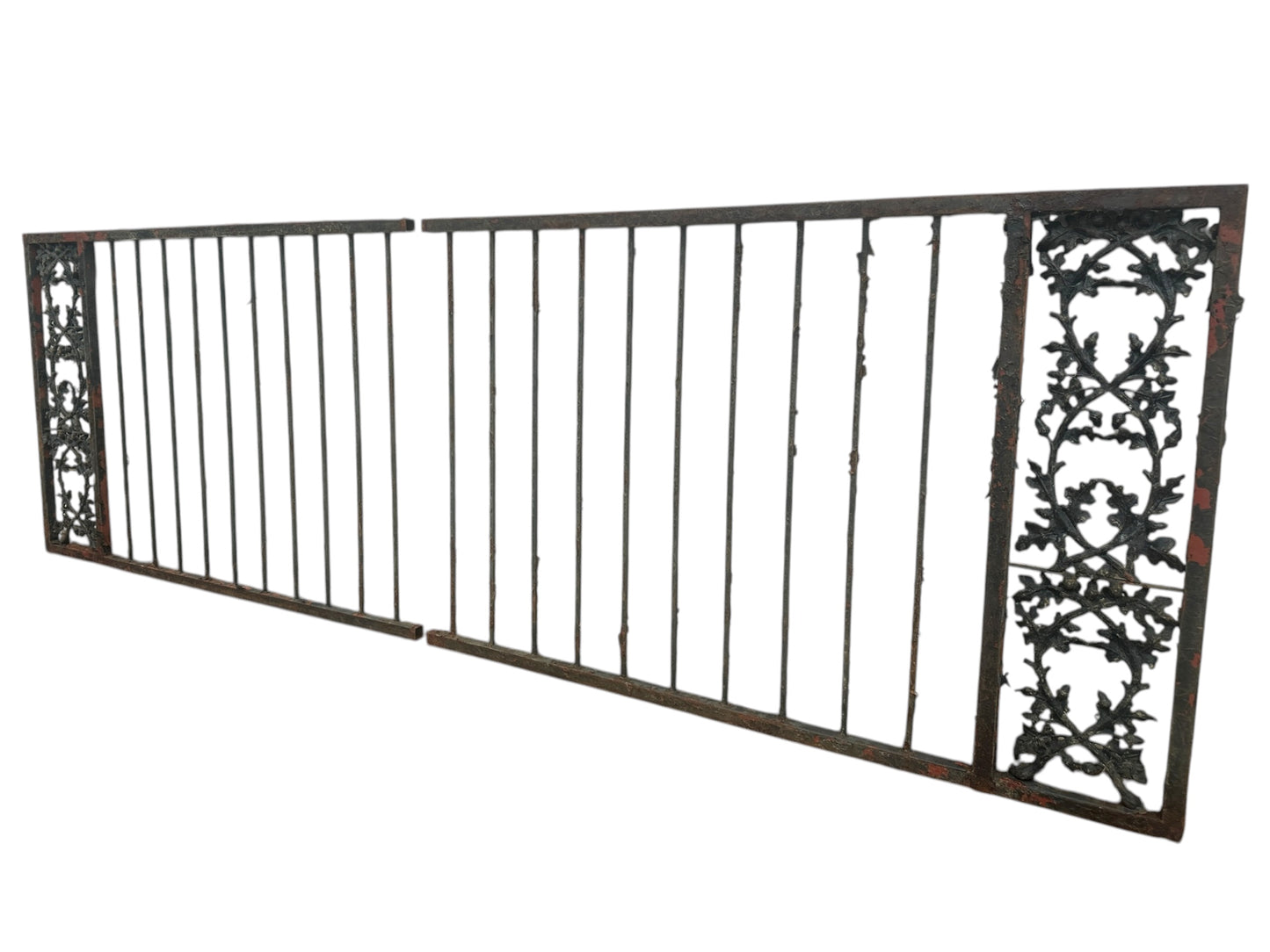91 Ft of Antique Wrought Iron Fencing w/ Decorative Panels GA20999