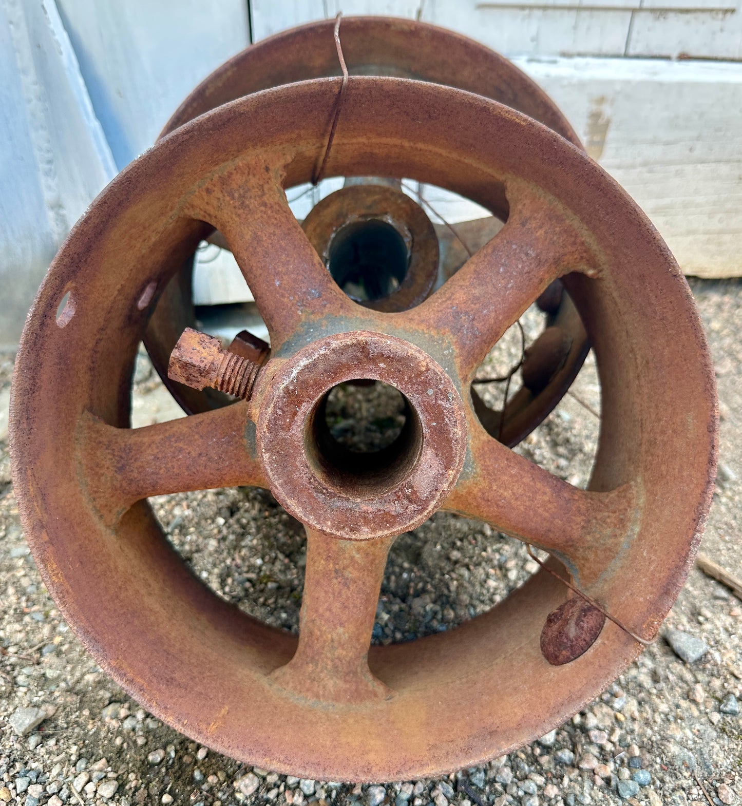 Pair of Industrial Cast Iron Spoked Cart Wheels GA20926